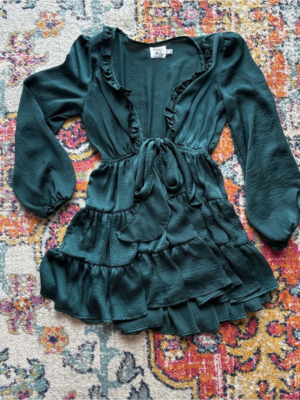 Princess Polly Ruffled Green Tie Front Drezz